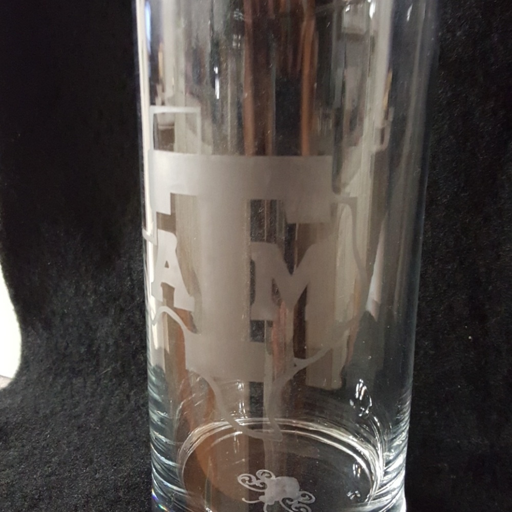 Set of 4 etched TAMU glasses
